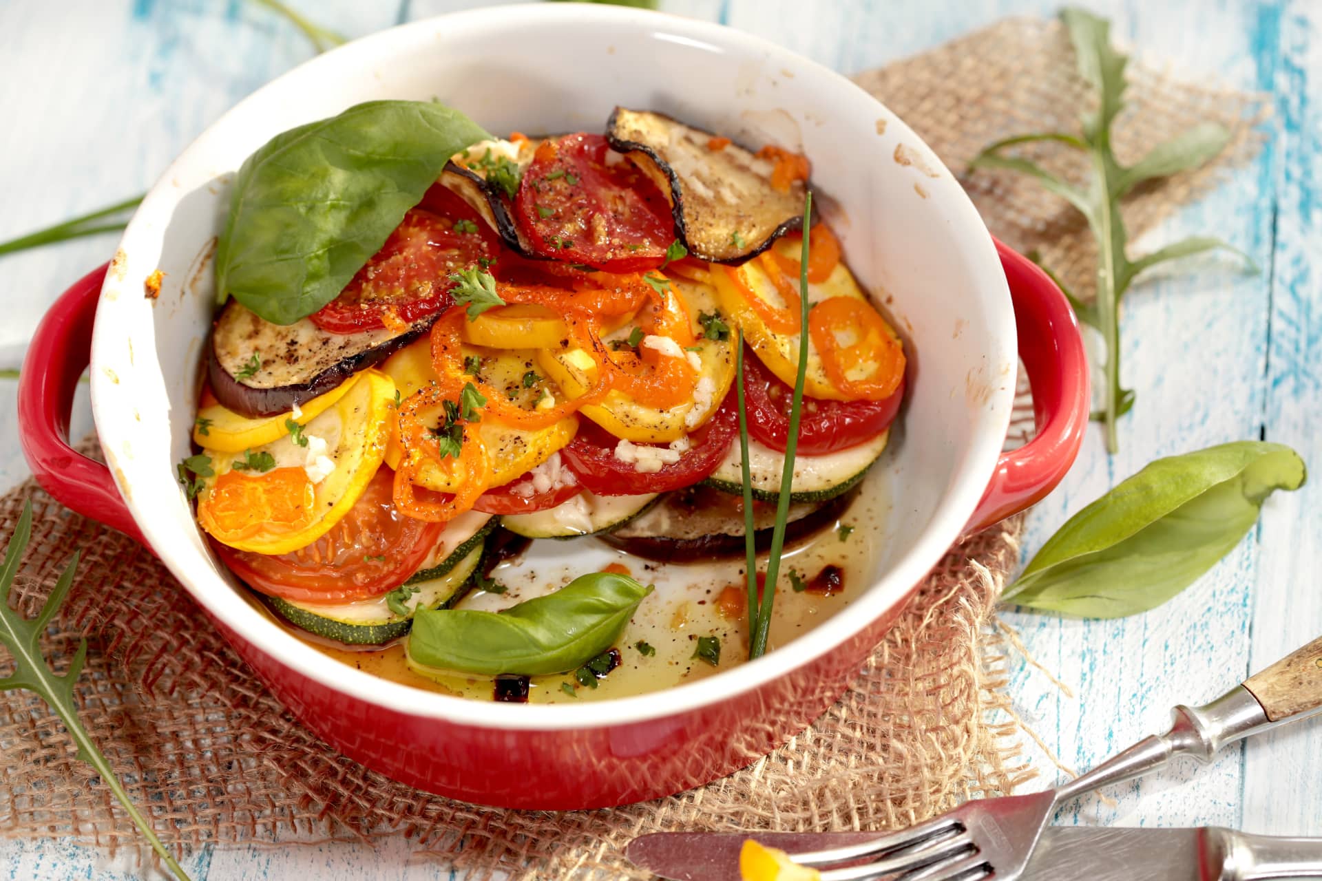 Mediterranes Grillgemüse mit Zucchini, Tomaten, Paprika und Aubergine beim Vital-Basenfasten