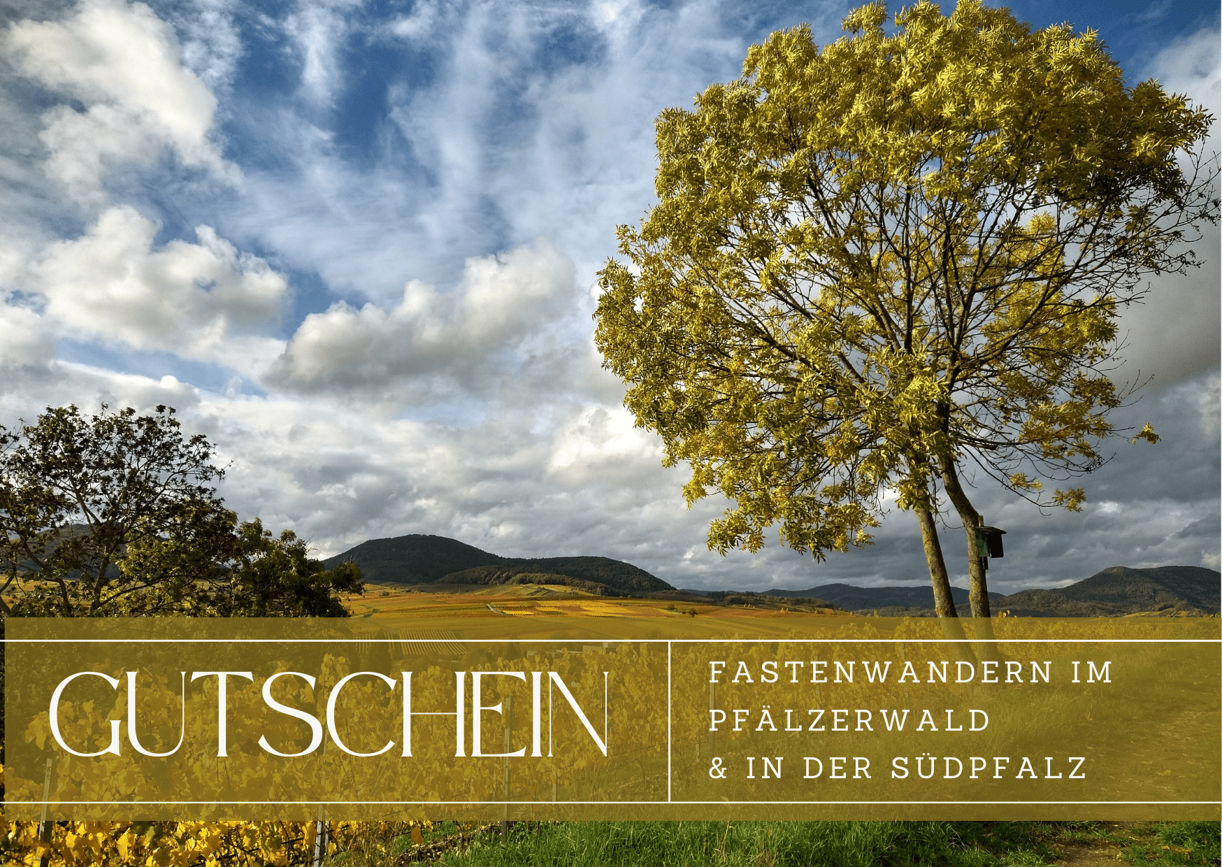 Gutschein für Fastenwandern Muster der Vorderseite im Design "Herbst"